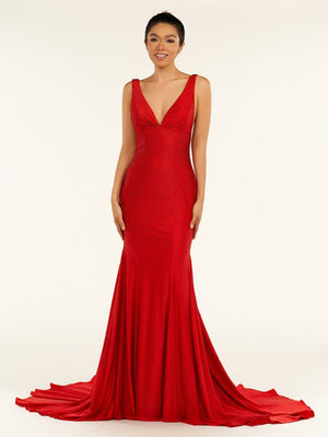 Molly | Mermaid Deep V-Neck Beaded Satin Long Prom Dress