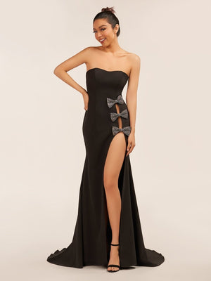 Lemus | Sweetheart Black Mermaid Prom Dress with Bow