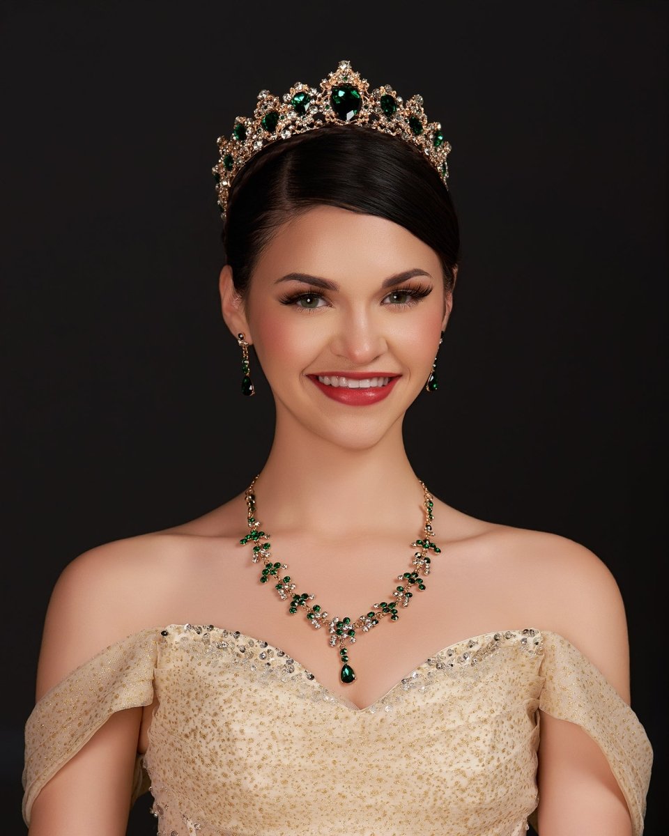 Sapphire - Embellished Tiara in Silver - KissProm