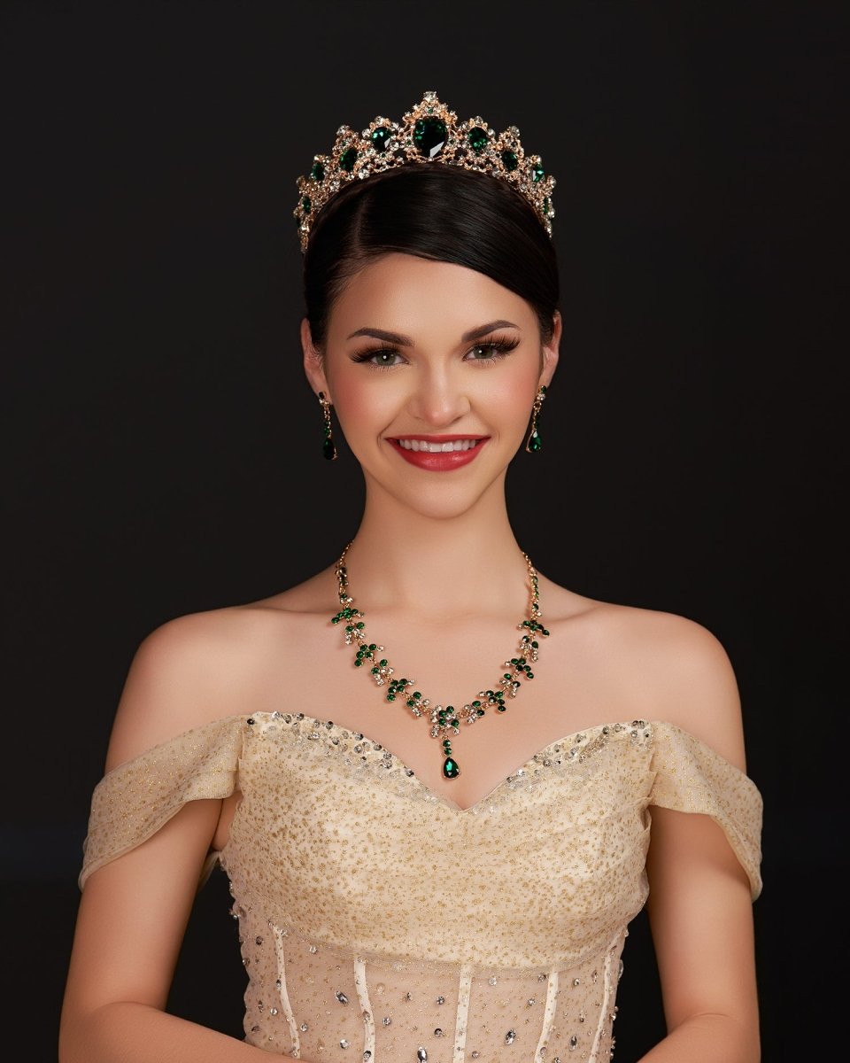 Sapphire - Embellished Tiara in Silver - KissProm