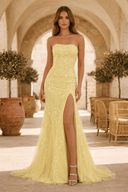 Mermaid Strapless Lace Long Prom Dress with Slit - KISSPROM PROM DRESSES