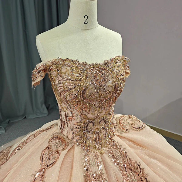 Classic Organza with Embroidery Cap Sleeve Sequined Quinceanera Dresses - KissProm