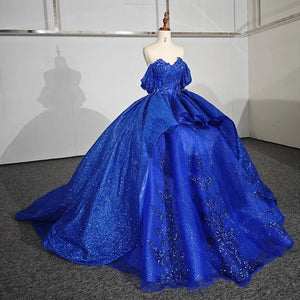 Quinceanera Dress Gorgeous Sweetheart Ball Gown Cap sleeve Court Train - KissProm