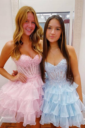 Cute A Line Light Blue Organza Homecoming Dresses – Homecoming Dresses by KissProm | Available at KissProm