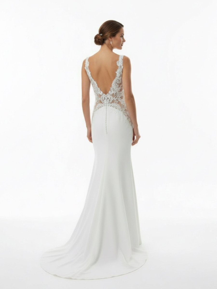 Dulce | White Long Mermaid Boho Wedding Dress with Appliqued