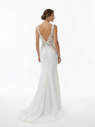 Dulce | White Long Mermaid Boho Wedding Dress with Appliqued