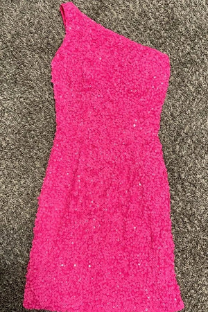 One Shoulder Sequins Short Homecoming Dresses - KissProm