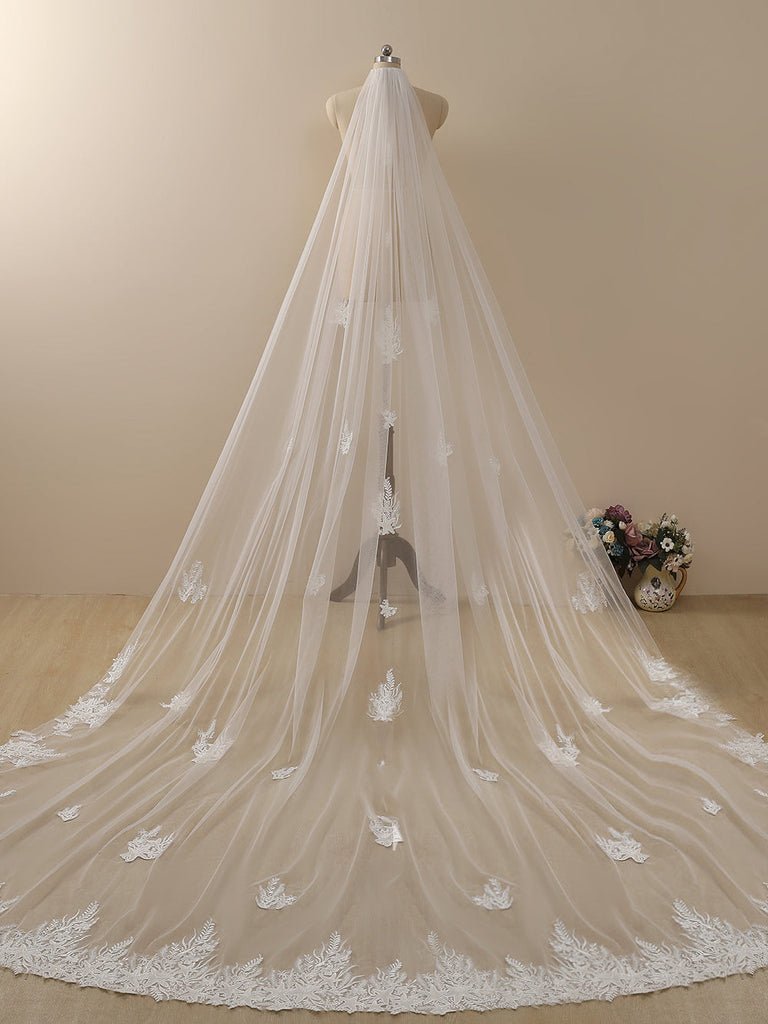 Starfish Lace Cathedral Veil Bridal Veil Wedding Veil - KissProm