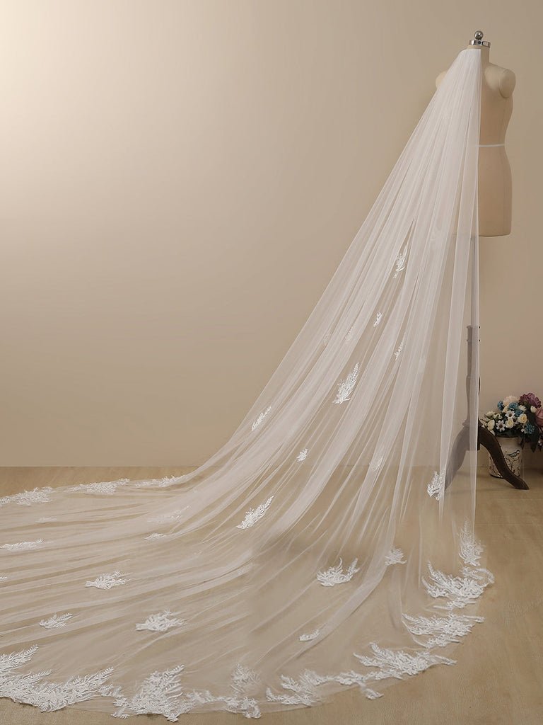 Starfish Lace Cathedral Veil Bridal Veil Wedding Veil - KissProm