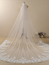 Vintage Flower Lace Cathedral Veil Bridal Veil Wedding Veil - KissProm