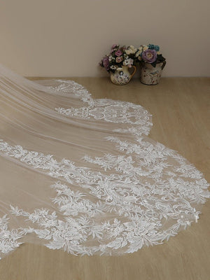 Vintage Lace Cathedral Veil Shaped Bridal Veil Wedding Veil