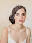 Vintage Ivory Mesh Birdcage Wedding Veils with Tiny Crystals - KissProm