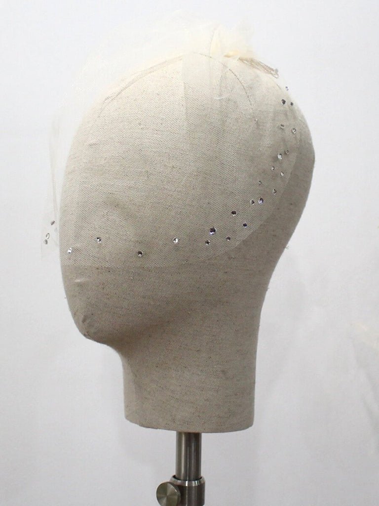 Vintage - Inspired Birdcage Veils with Tiny Crystals Blusher Veil - KissProm