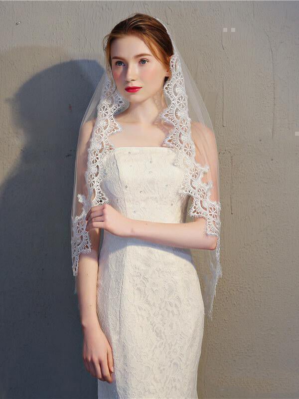Vintage - Inspired Bridal Mantilla Veils Short Wedding Veil - KissProm