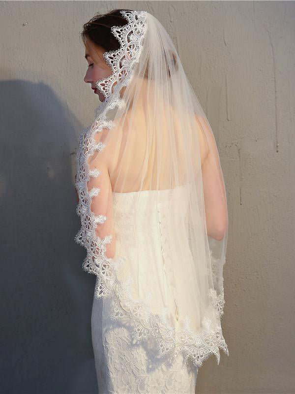 Vintage - Inspired Bridal Mantilla Veils Short Wedding Veil - KissProm