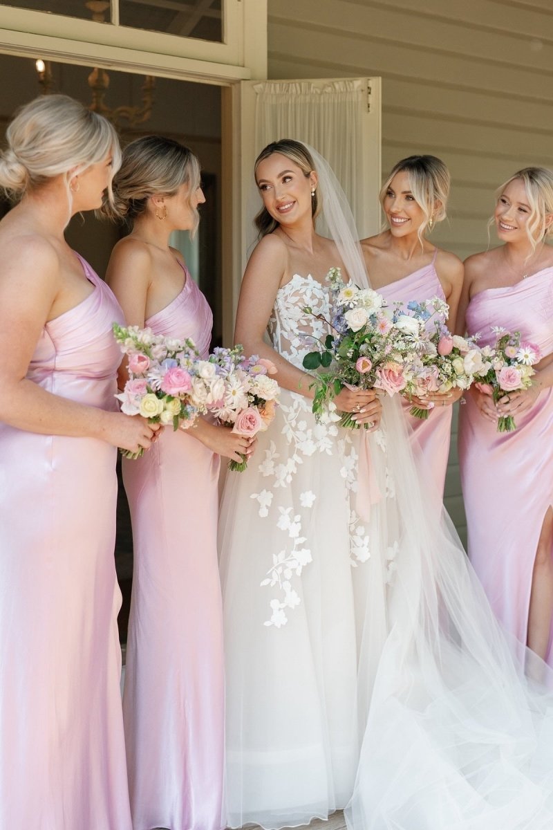 Sheath One Shoulder Pink Cutout Fitted Bridesmaid Dress