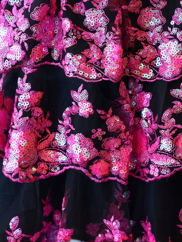 Everly | Black Pink - A-Line Sweetheart Tiered Short Homecoming Dress