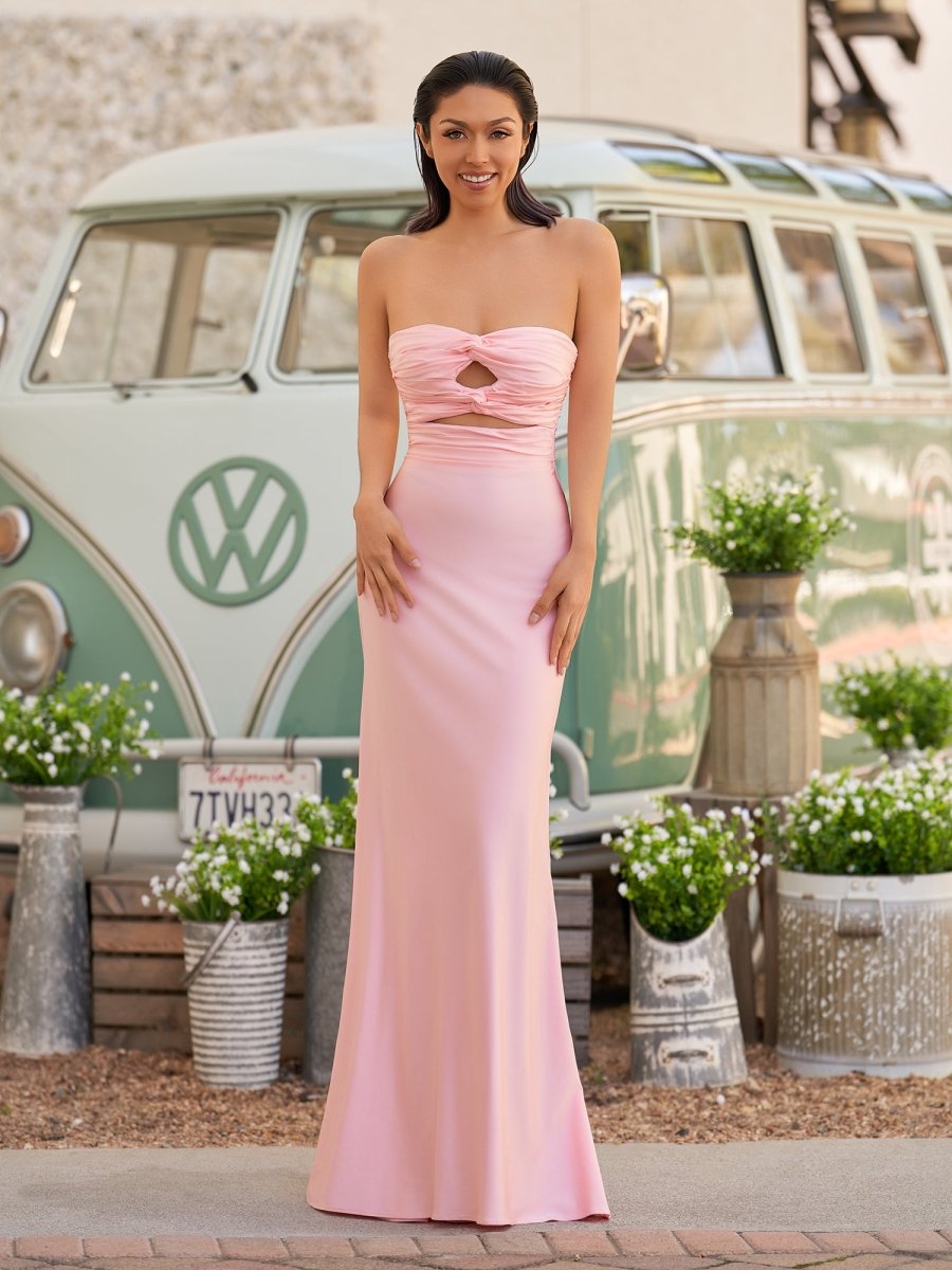 Tinble | Strapless Aqua Blue Sheath Long Prom Dresses