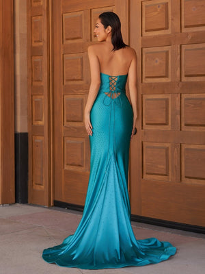 Telah | Glitter Mermaid Yellow Sweetheart Cut-out Long Prom Dress with Beading