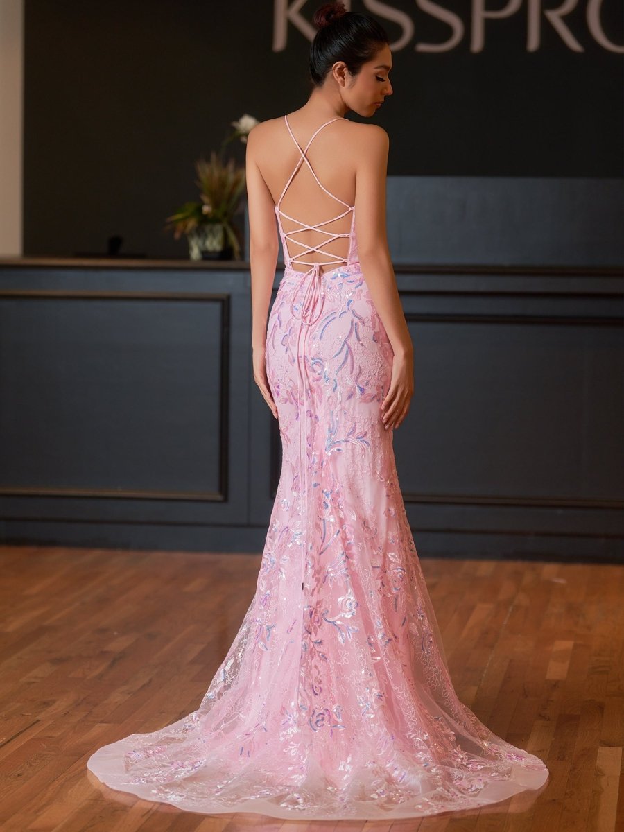 Sylvia Lilac Mermaid Scoop Lace Prom Dress with Lace-up Open back Sylvia Lilac Mermaid Scoop Lace Prom Dress with Lace-up Open back