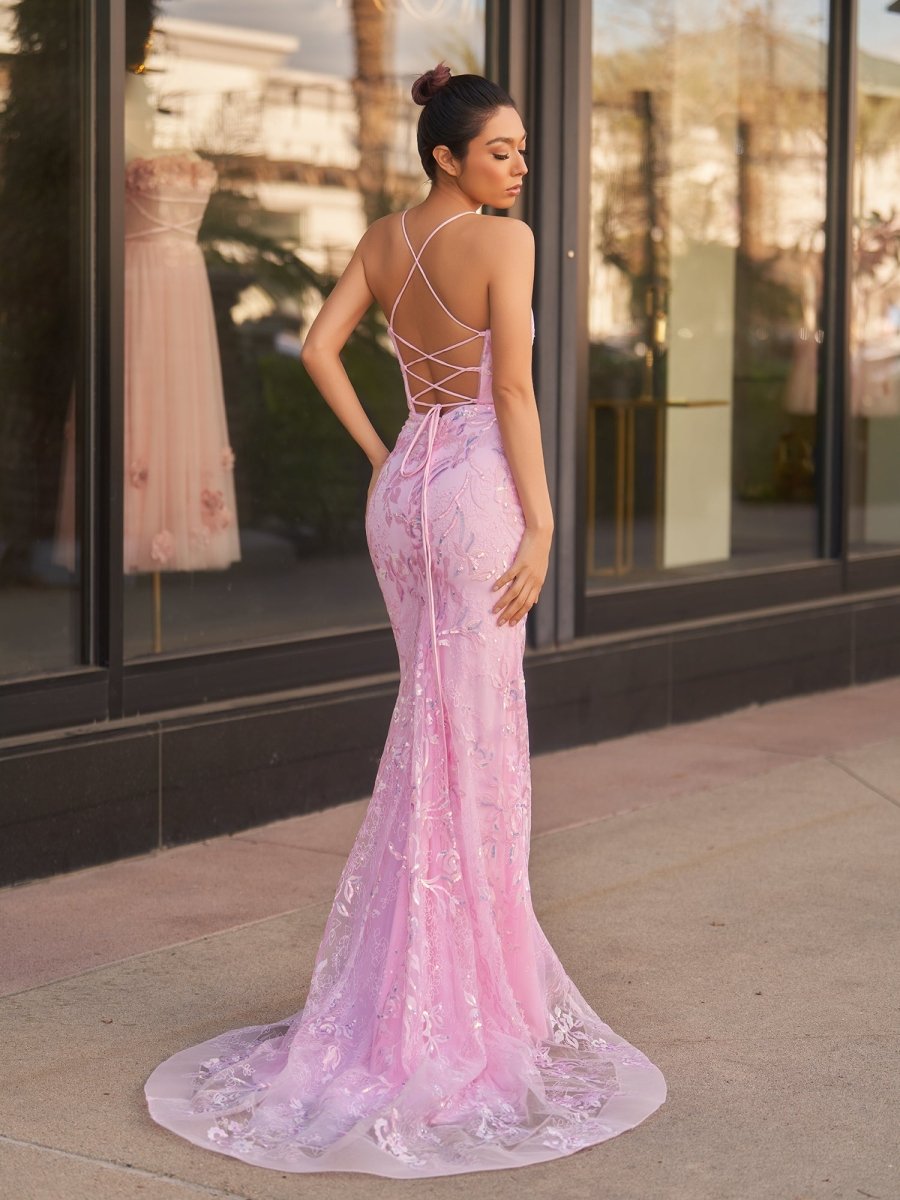 Sylvia Lilac Mermaid Scoop Lace Prom Dress with Lace-up Open back Sylvia Lilac Mermaid Scoop Lace Prom Dress with Lace-up Open back