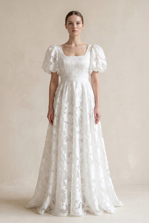 A-Line Square Neck Vintage Lace Wedding Dresses – Wedding Dresses by KissProm | Available at KissProm