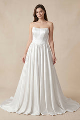Ball Gown Strapless Satin Wedding Dresses – Wedding Dresses by KissProm | Available at KissProm