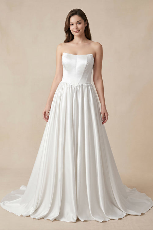 Ball Gown Strapless Satin Wedding Dresses – Wedding Dresses by KissProm | Available at KissProm