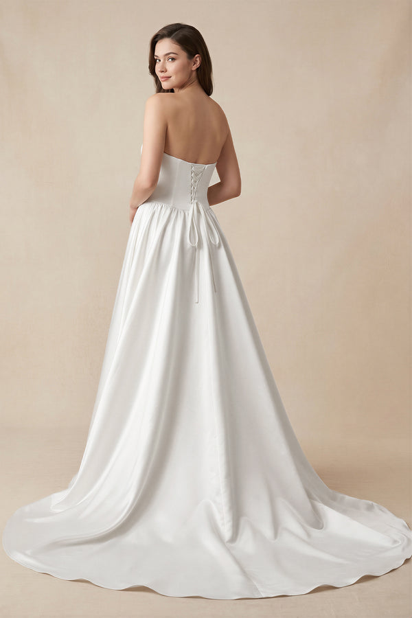 Ball Gown Strapless Satin Wedding Dresses – Wedding Dresses by KissProm | Available at KissProm