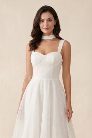 A-Line Sparkly Sequined Tea-Length Wedding Dresses