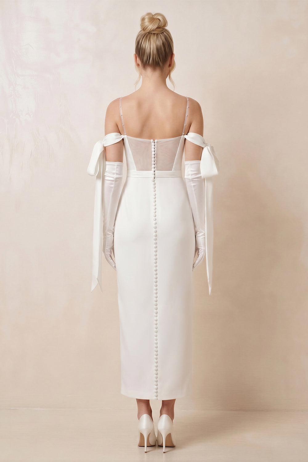 Simple Sheath Off-The-Shoulder Ankle-Length Satin Wedding Dresses – Wedding Dresses by KissProm | Available at KissProm