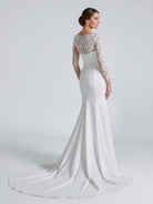 Mermaid White Lace Appliques Beaded Wedding Dress - KissProm