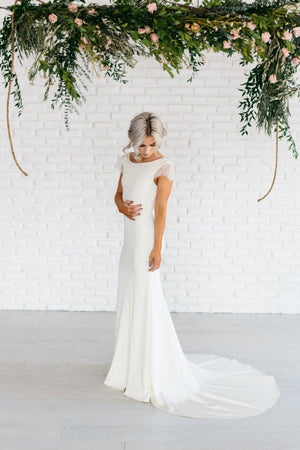 Chiffon Bateau Neck Formal Dress with Dramatic Back Drape Lemon main image 1