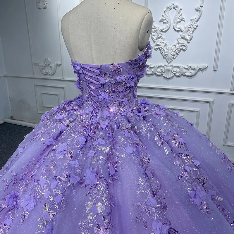 Quinceanera Dress Elegant Party Princess Dress Pearls Strapless Evening Gown Appliques Ball Gown
