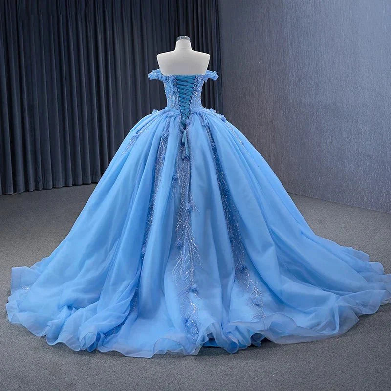 Quinceanera Dress Sequins Ball Gown Sweetheart Lace Up Appliques