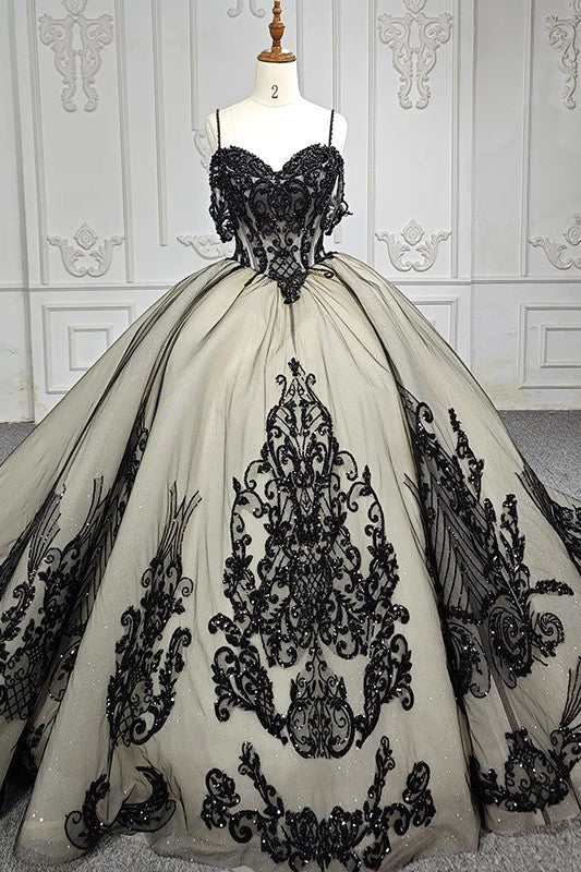 Soraya |  Spaghetti Straps Embroidery Lace Quinceanera Dresses