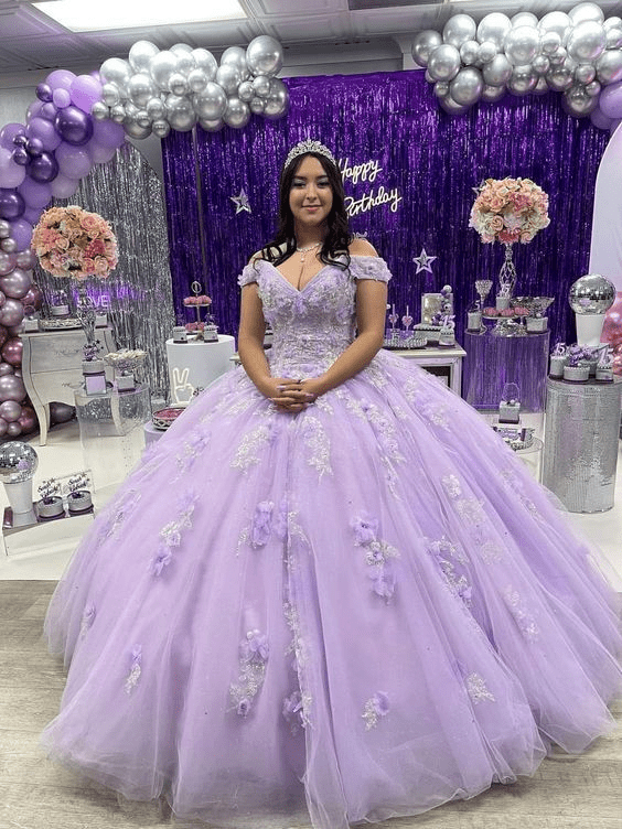 Princess Lavender Prom Off-the-Shoulder Ball Gown Dresses, Lavender / 8 Princess Lavender Prom Off-the-Shoulder Ball Gown Dresses, Lavender / 8