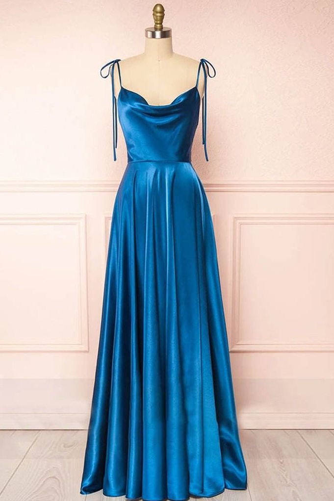 blue silk long dress ANNA OCTOBER Tulip Maxi Dress in BLUE main image 1