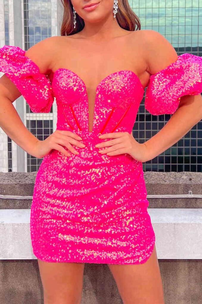 Verity |Bodycon Sweetheart Sequins Homecoming Dress