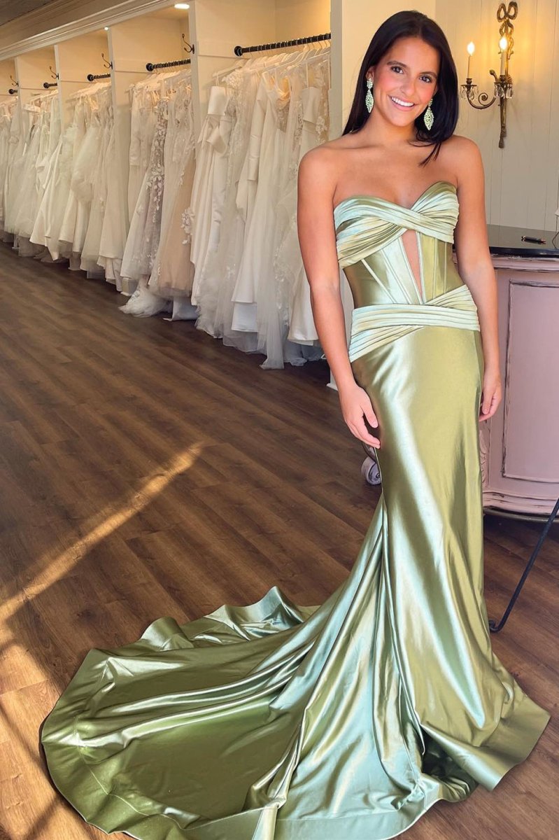 Mermaid Sweetheart Satin White Prom Dress LBQ3685 main image 1