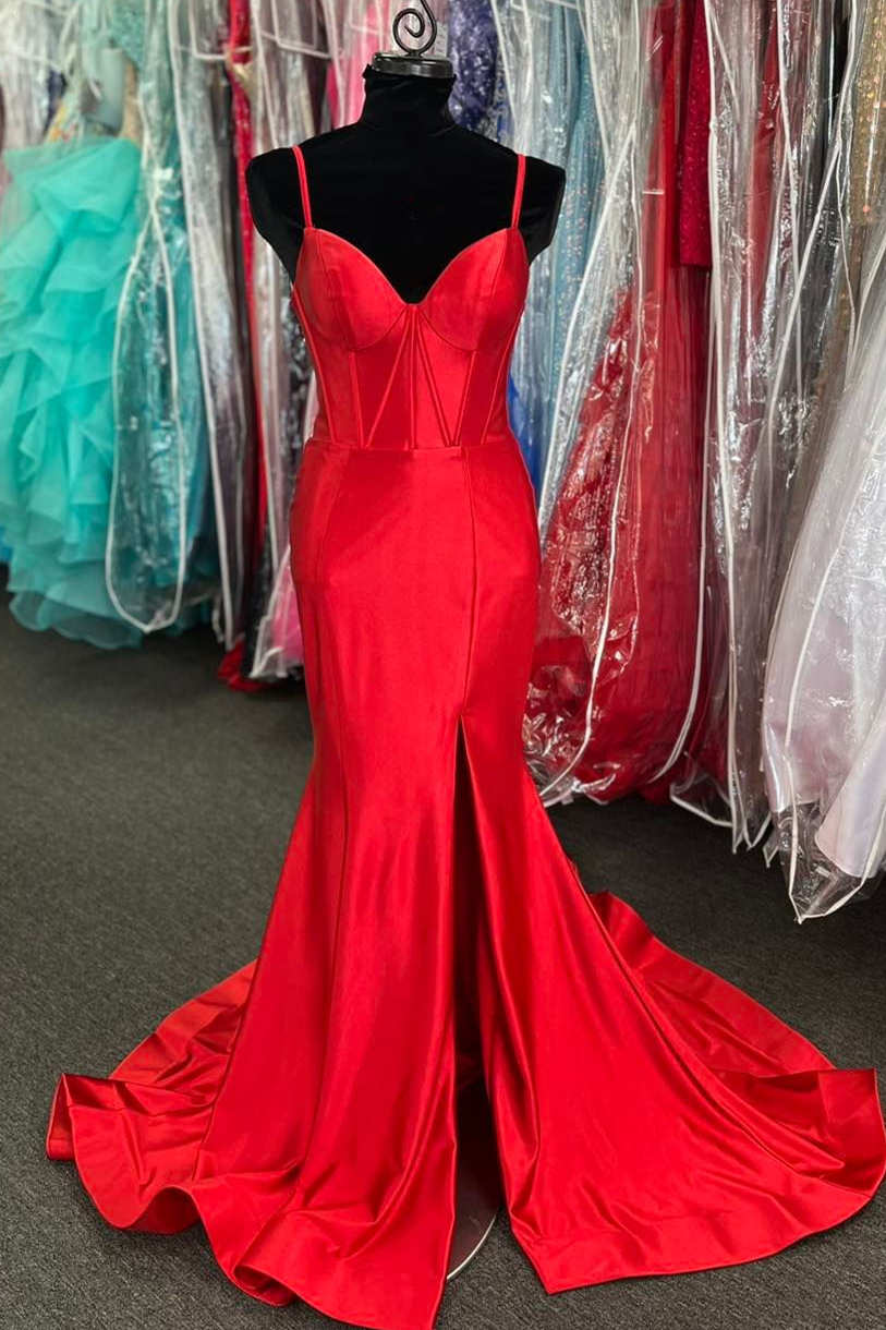 Nancy | Hot Pink Satin Simple Mermaid Prom Dress