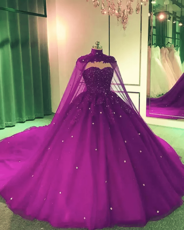 Royal Blue Tulle Ball Gown Prom Dress With Cape Royal Blue Tulle Ball Gown Prom Dress With Cape