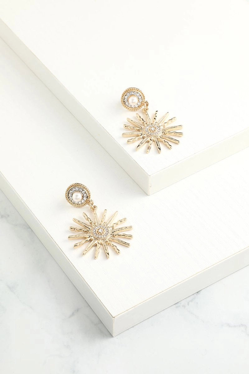 Sunflower Gold Drop Earrings - KissProm