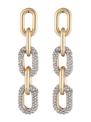 Golden Curb Chain Paperclip Long Hoop Earrings - KissProm