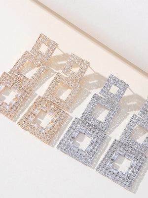 Golden Paneled Square Earrings - KissProm