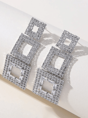 Golden Paneled Square Earrings - KissProm