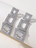 Golden Paneled Square Earrings - KissProm