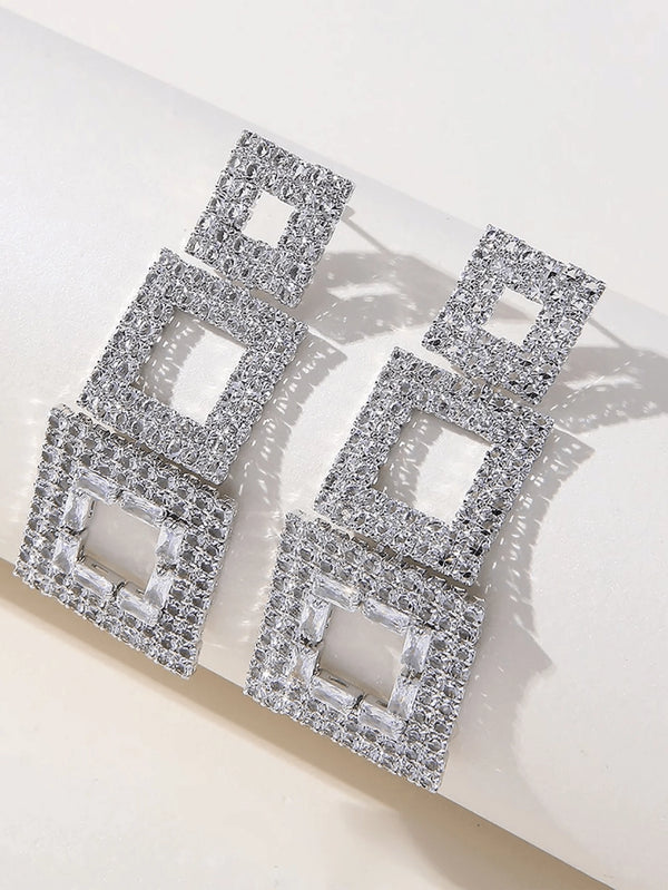 Golden Paneled Square Earrings - KissProm