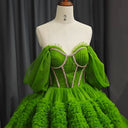 Quinceanera Dress Green Exquisite A Line Off - the - Shoulder Ball Gown - KissProm