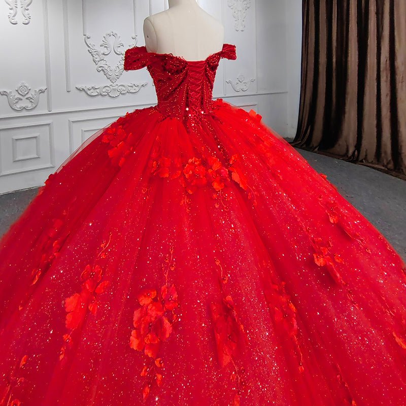 red ball gown wedding dress Sweet Valentine Red Quinceanera Dress Red / 12